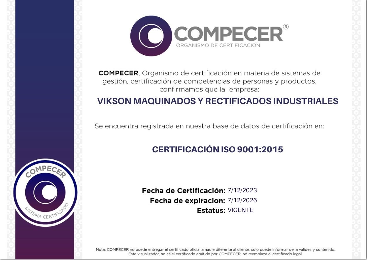 VIKSON MAQUINADOS Y RECTIFICADOS INDUSTRIALES | COMPECER